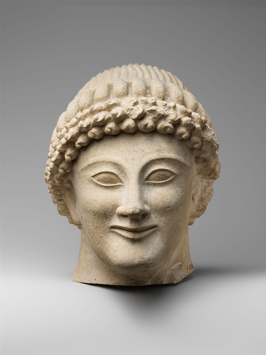 Limestone head of a youth, Limestone, Cypriot 