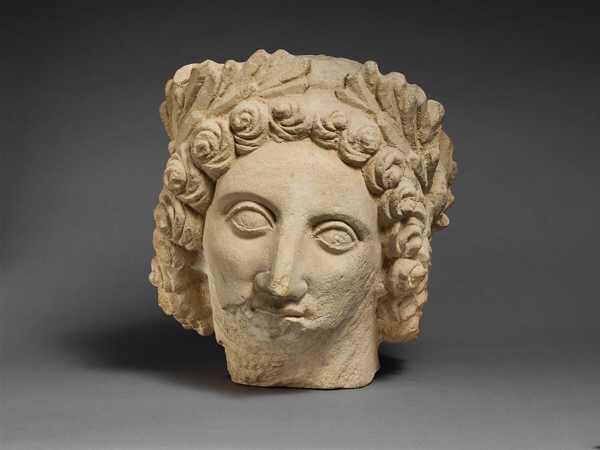 Limestone head of Apollo, Limestone, Cypriot 