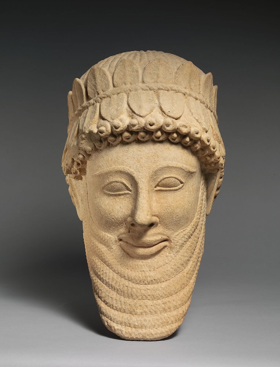 Limestone head of a man, Limestone, Cypriot 