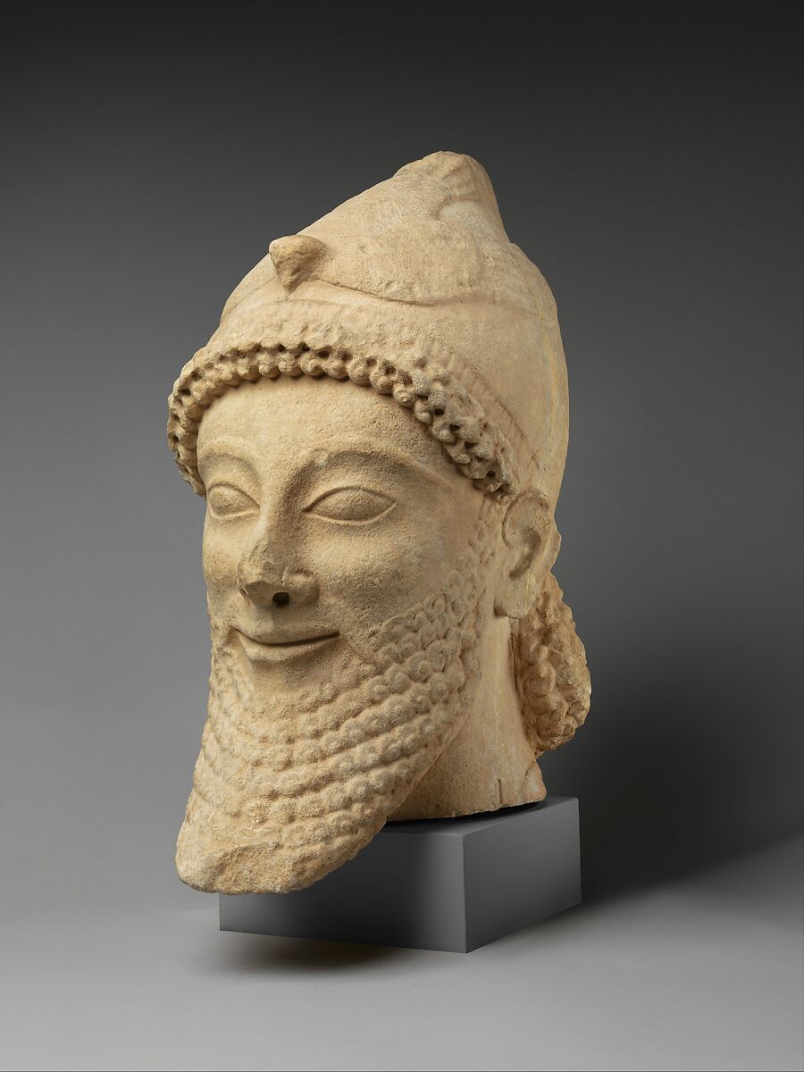 Limestone male head, Limestone, Cypriot 