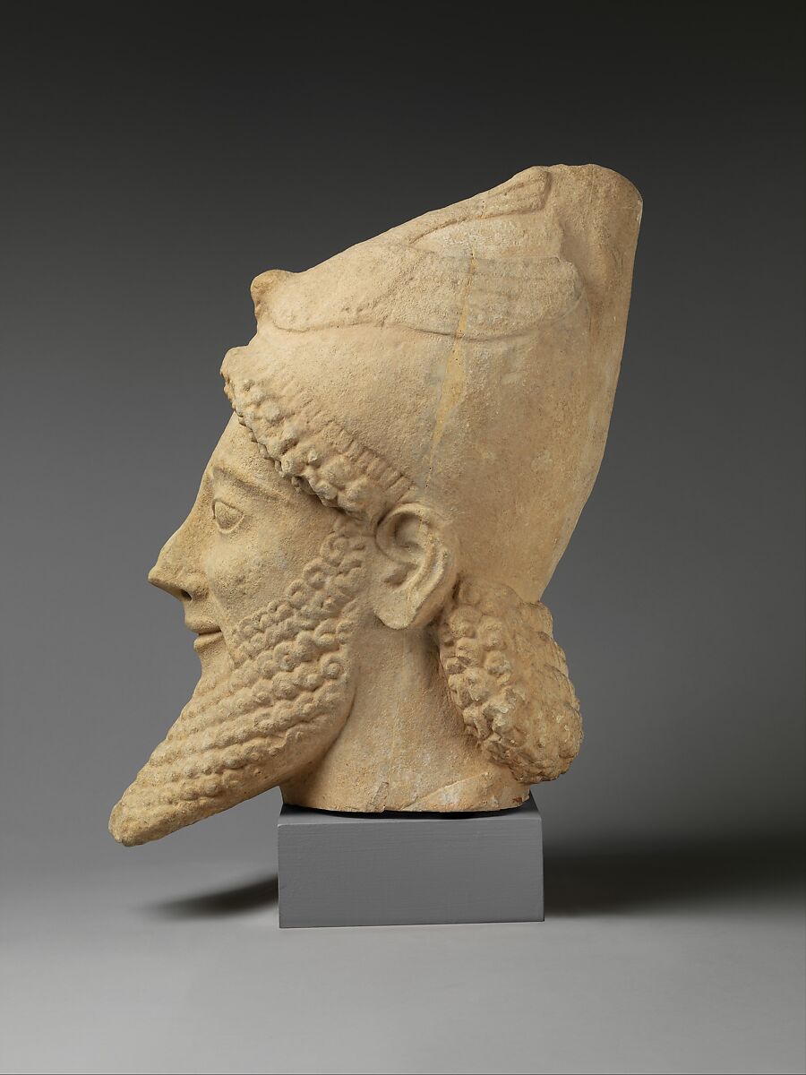 Limestone male head, Limestone, Cypriot