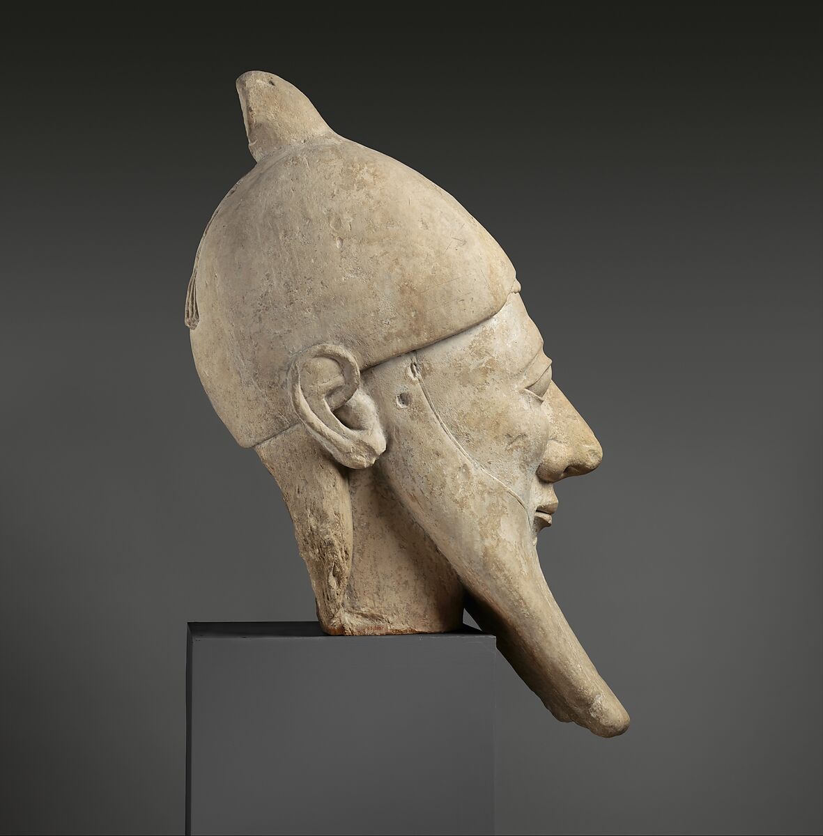 Limestone head of a bearded man, Limestone, Cypriot