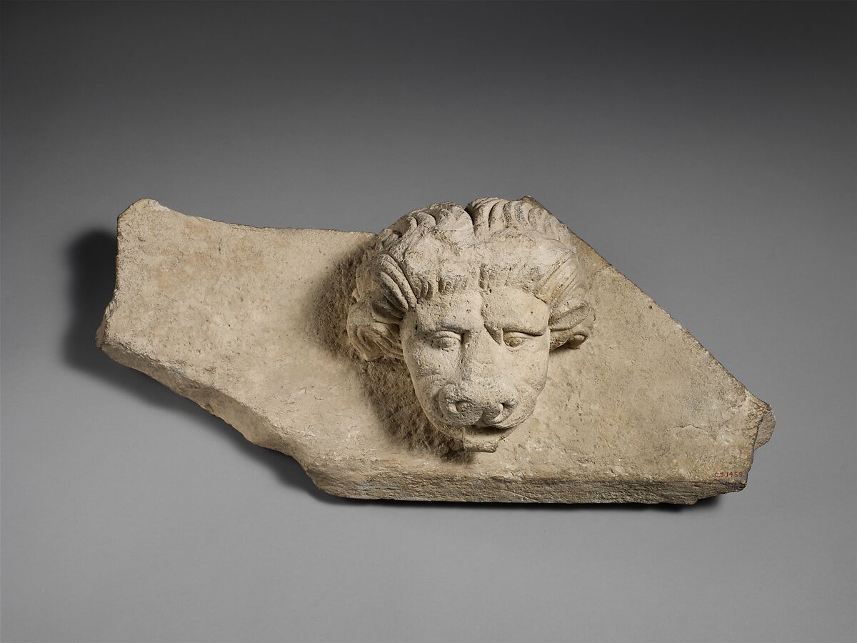 Limestone cornice with a lion’s head, Limestone, Cypriot 