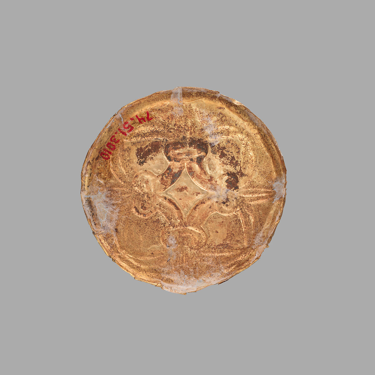 Gold roundel with stamped designs, Gold, Cypriot
