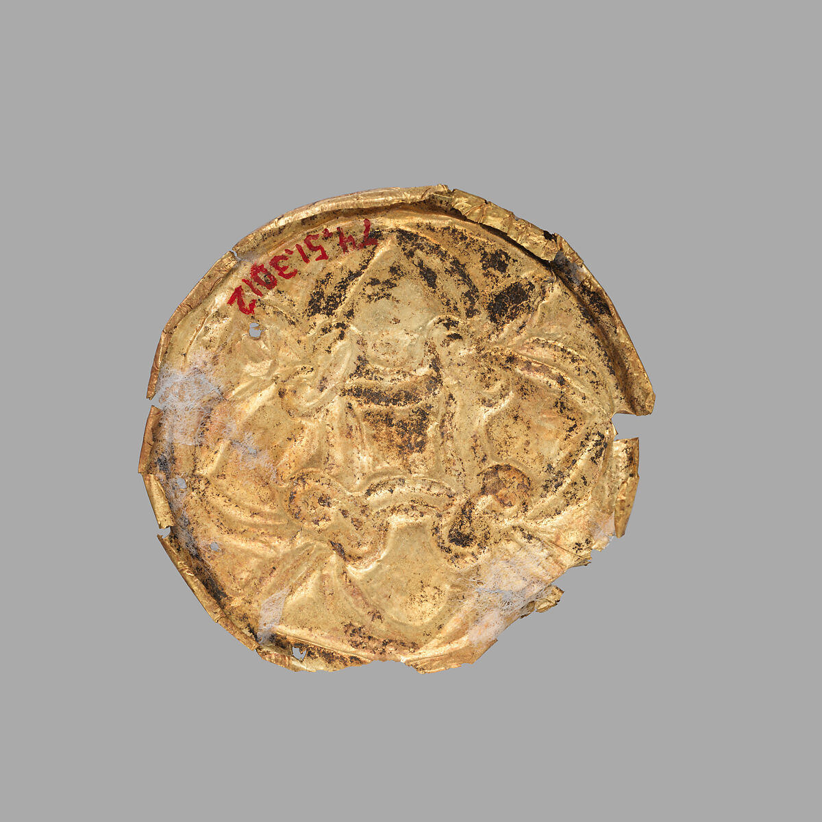 Gold roundel with stamped designs, Gold, Cypriot