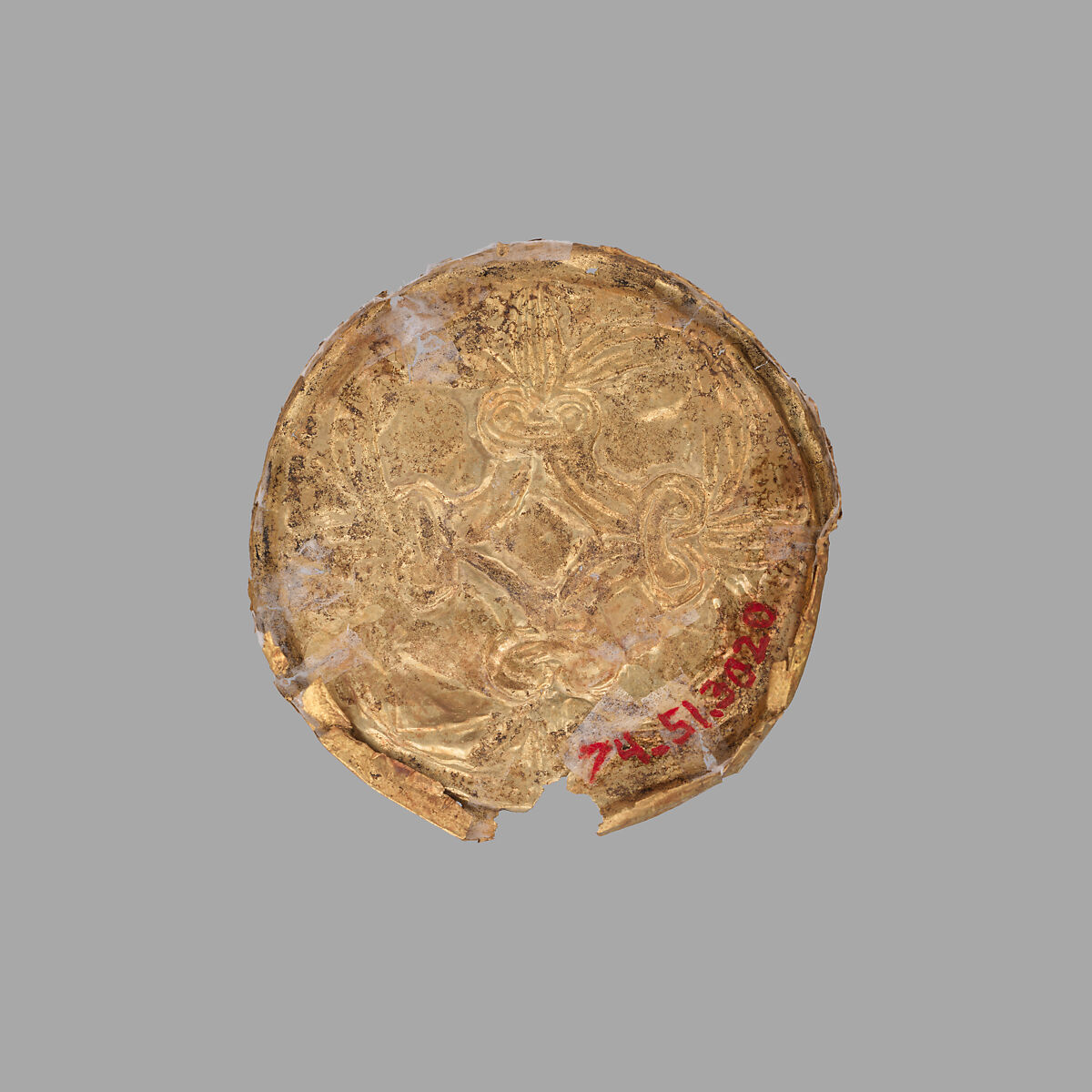 Gold roundel with stamped designs, Gold, Cypriot