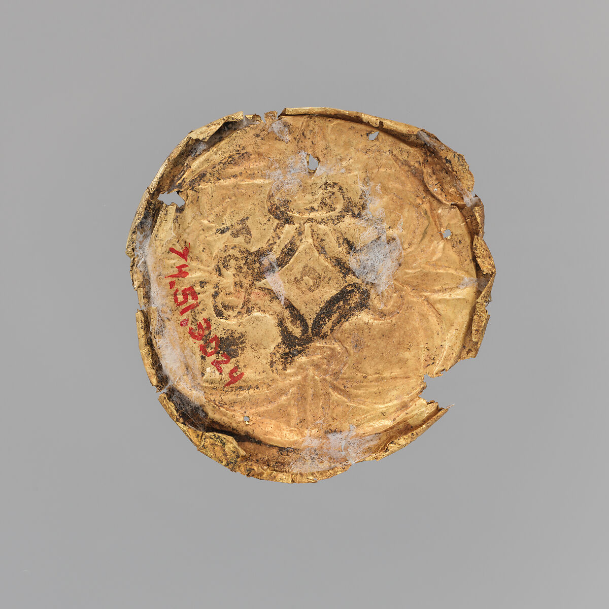 Gold roundel with stamped designs, Gold, Cypriot