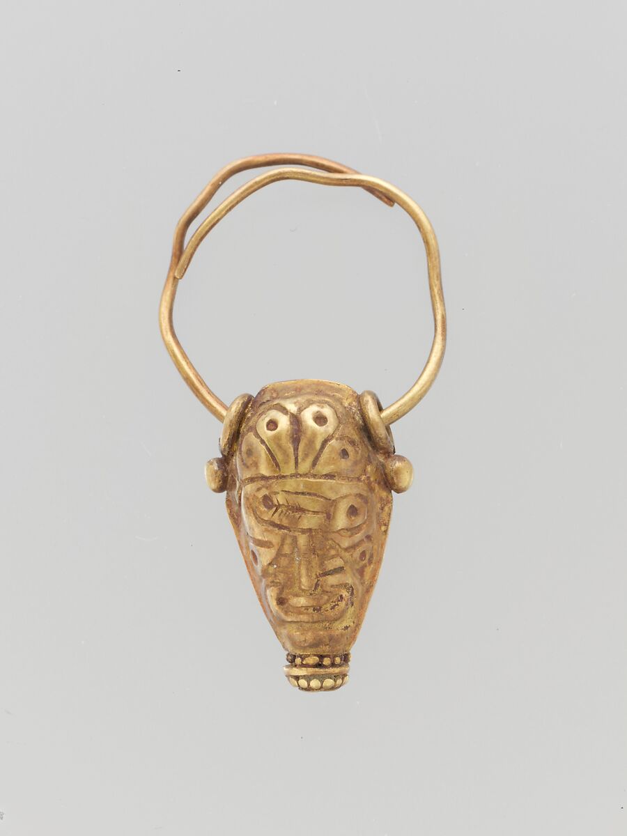 Gold earring with head of a bull, Gold, Cypriot 