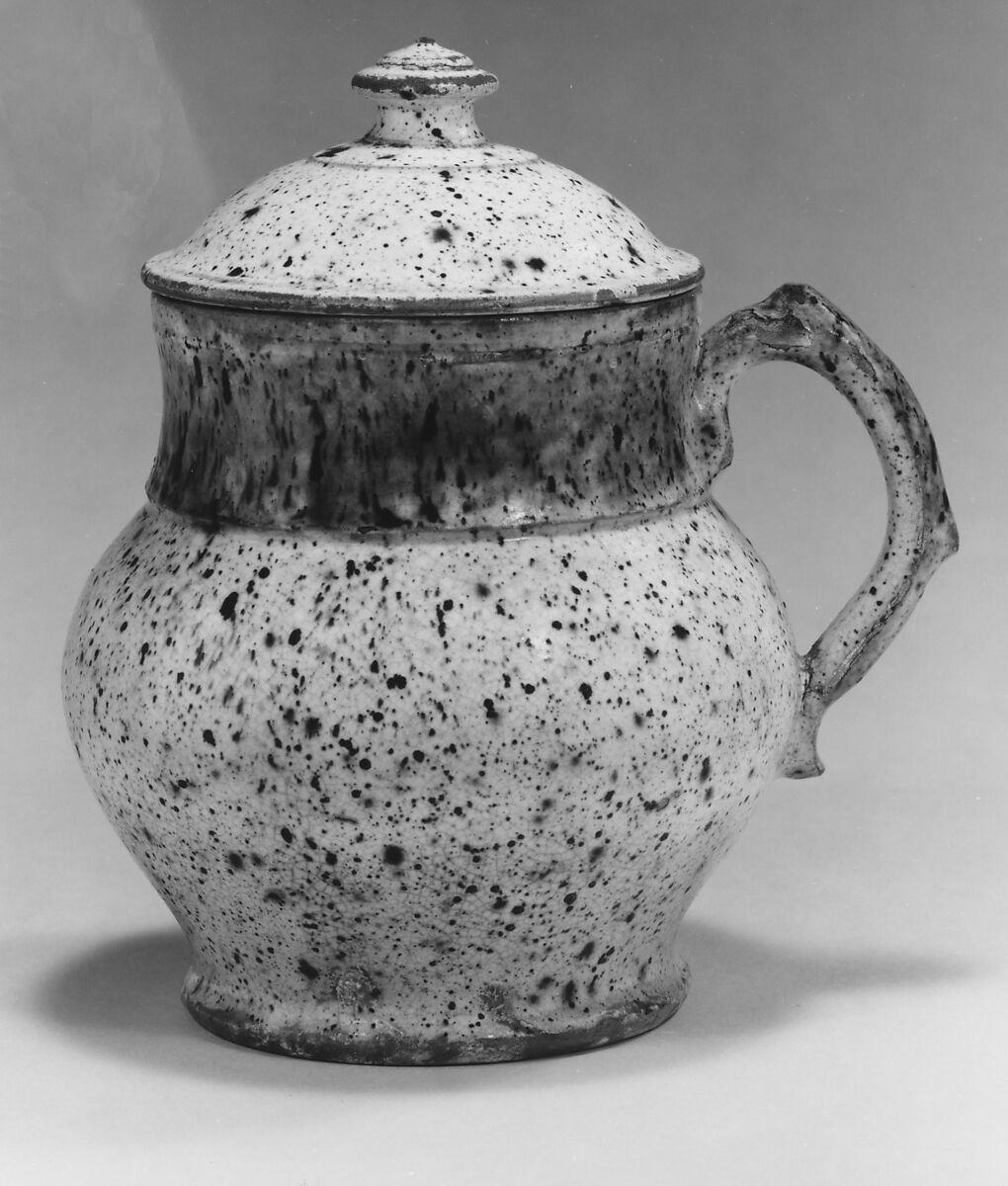 Covered mug, John Bell (American, Hagerstown, Maryland 1800–1880 Waynesboro, Pennsylvania), Earthenware, American