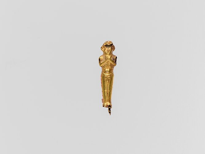 Gold pendant capsule in the form of a male figure