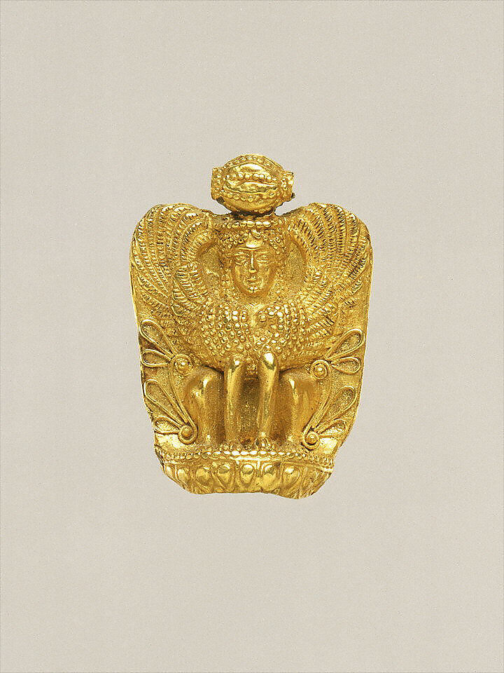 Gold pendant in the form of a sphinx, Gold, Greek, Cypriot
