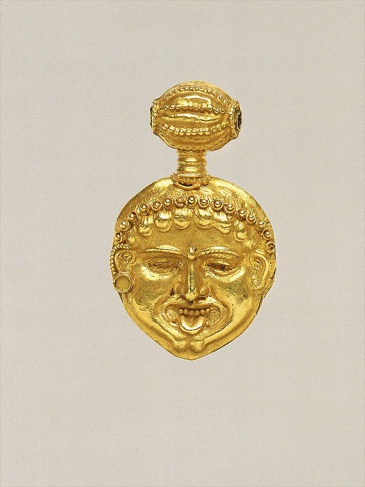 Gold pendant in the form of a gorgoneion (Gorgon's face), Gold, Greek, Cypriot
