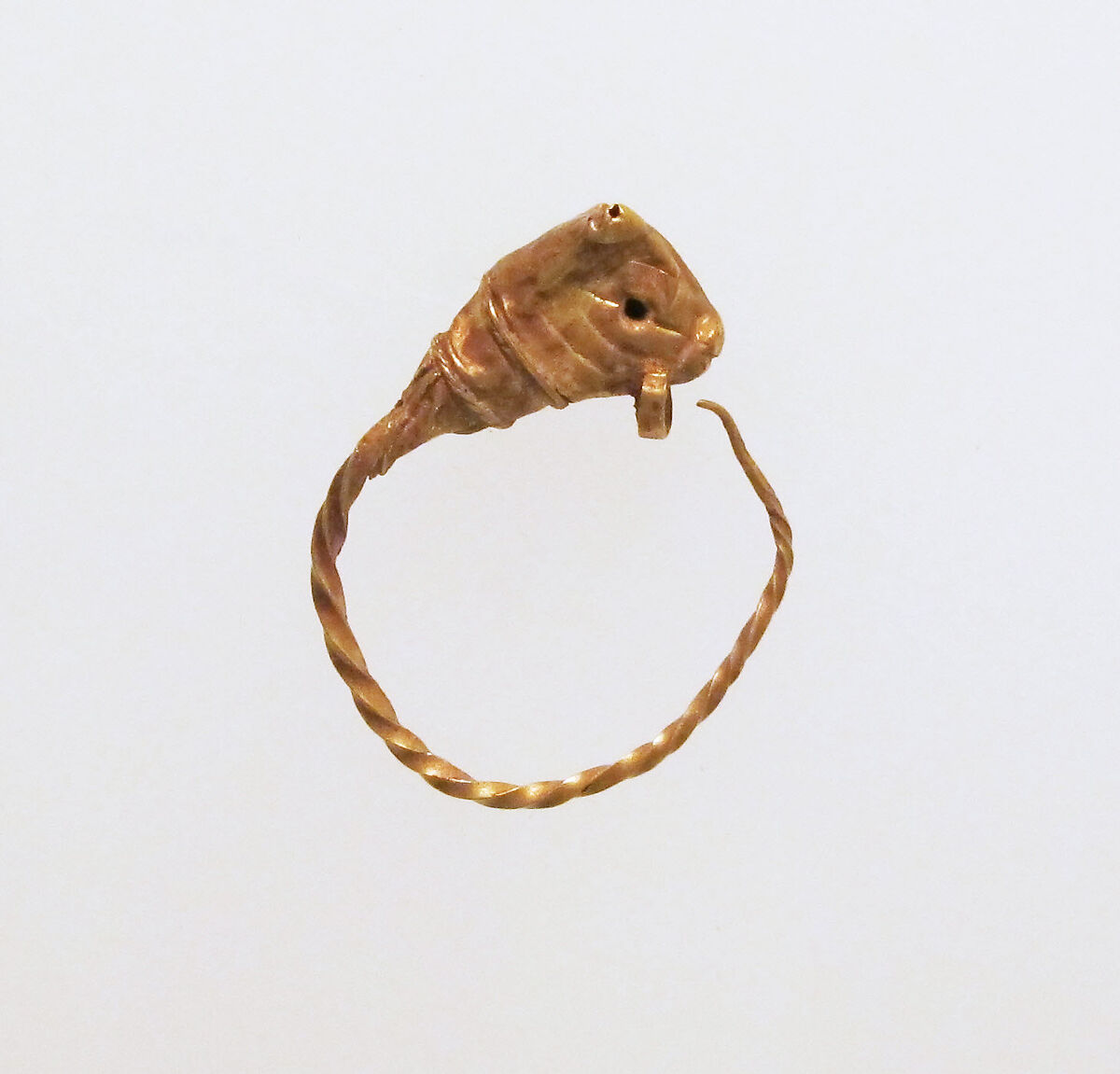 Gold earring with head of a bull, Gold, Greek 