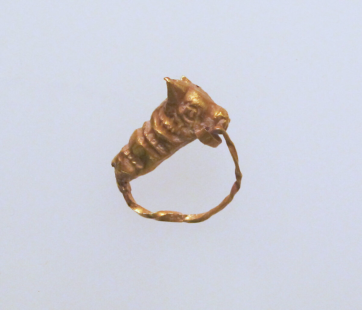 Gold earring with head of a bull, Gold, Greek 