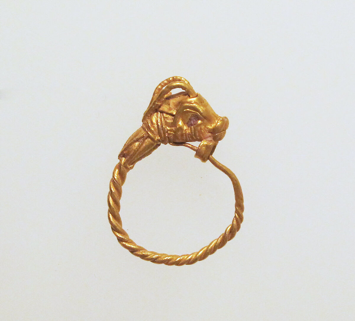 Gold earring with head of a goat | Greek | Hellenistic | The ...