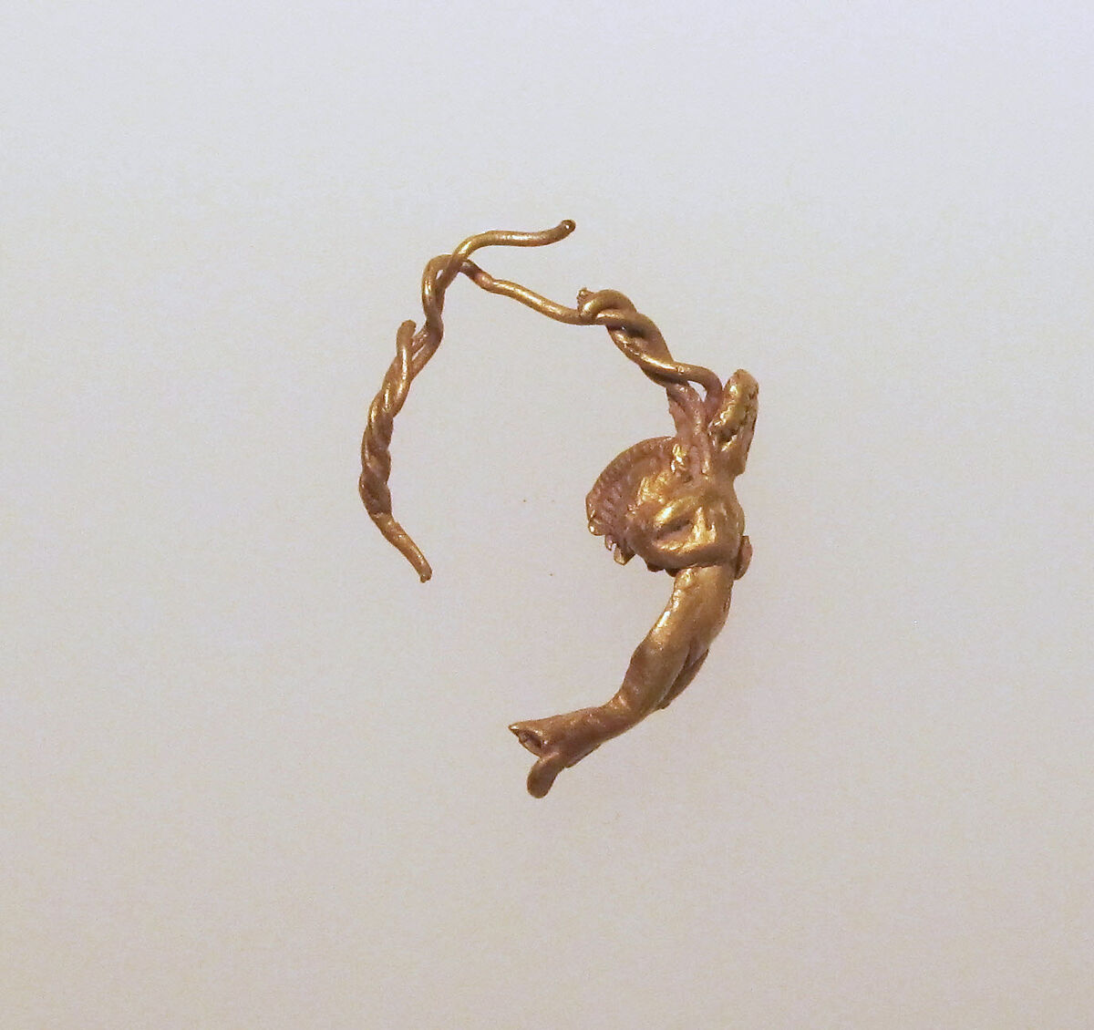 Gold earring with winged Eros, Gold, Greek 