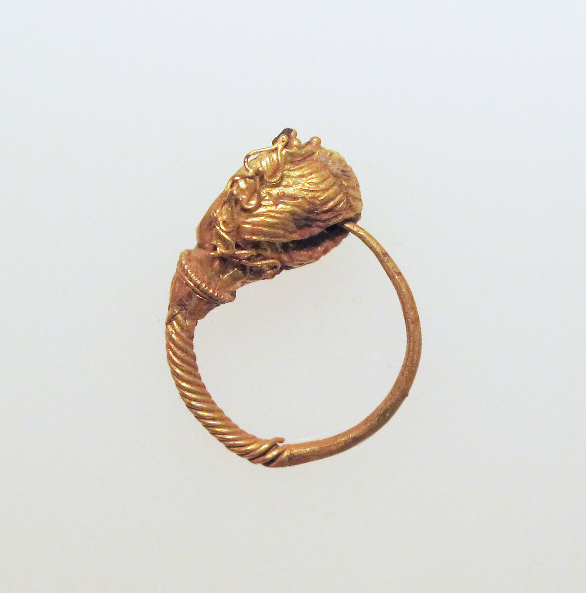 Gold earring with woman's head, Gold, Greek 