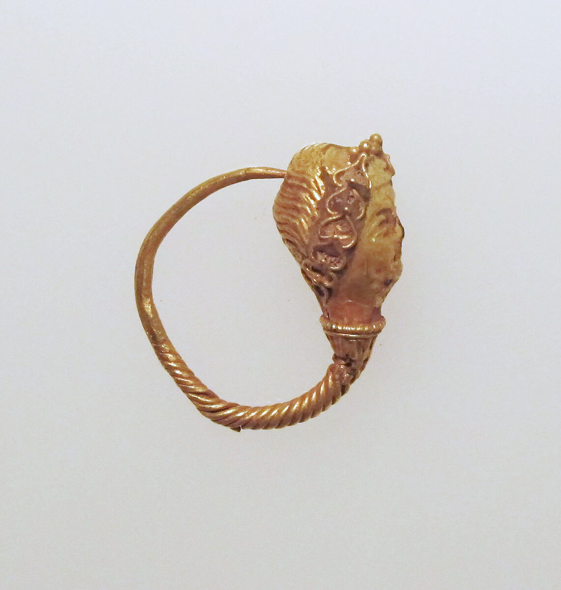 Gold earring with woman's head, Gold, Greek 