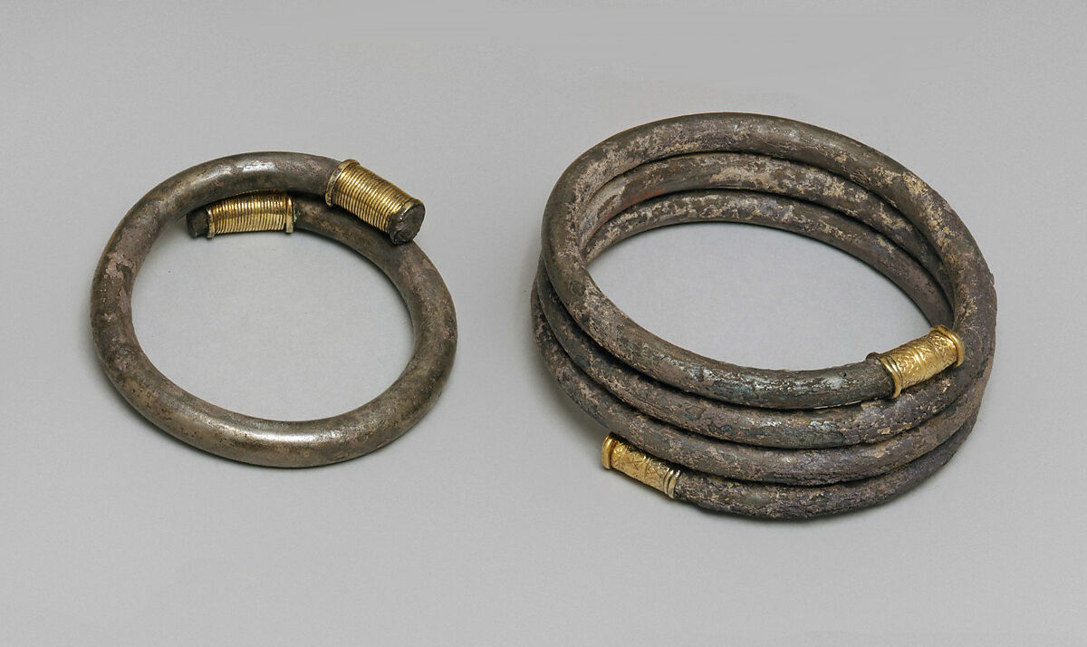 Silver bracelet with gold terminals, Gold, silver, Greek, Cypriot 