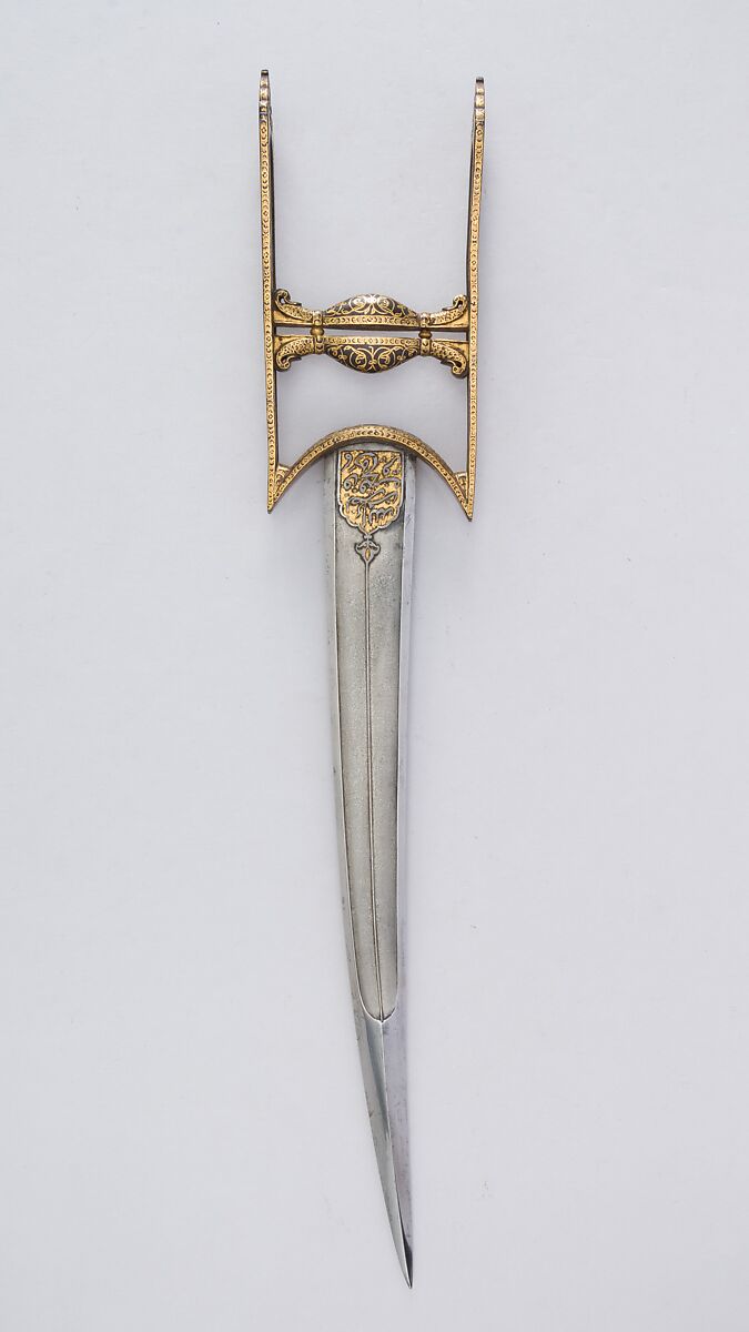 Dagger (Katar), Steel, gold, South Indian, Mughal 