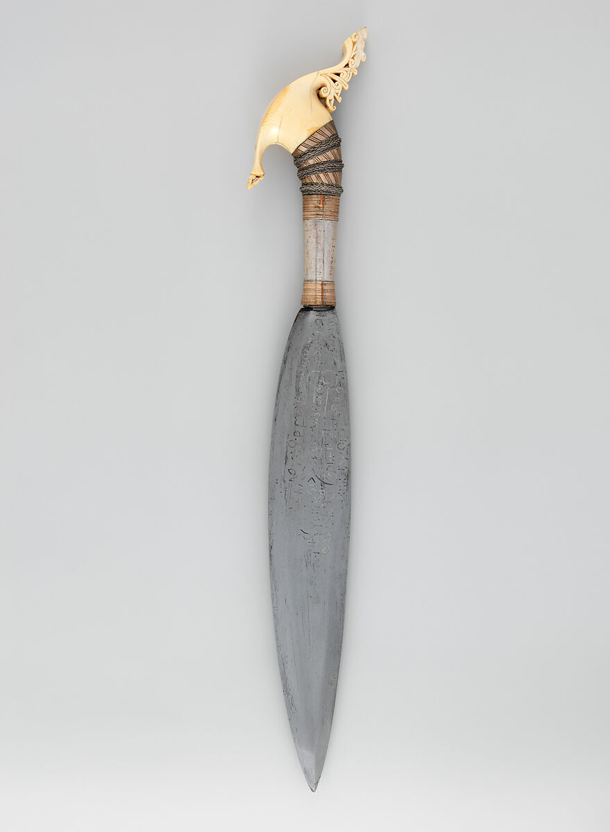 Knife (Barong) with Sheath, Steel, wood, ivory, silver, copper, gold, Philippine, Jolo Island or Zamboanga Peninsula