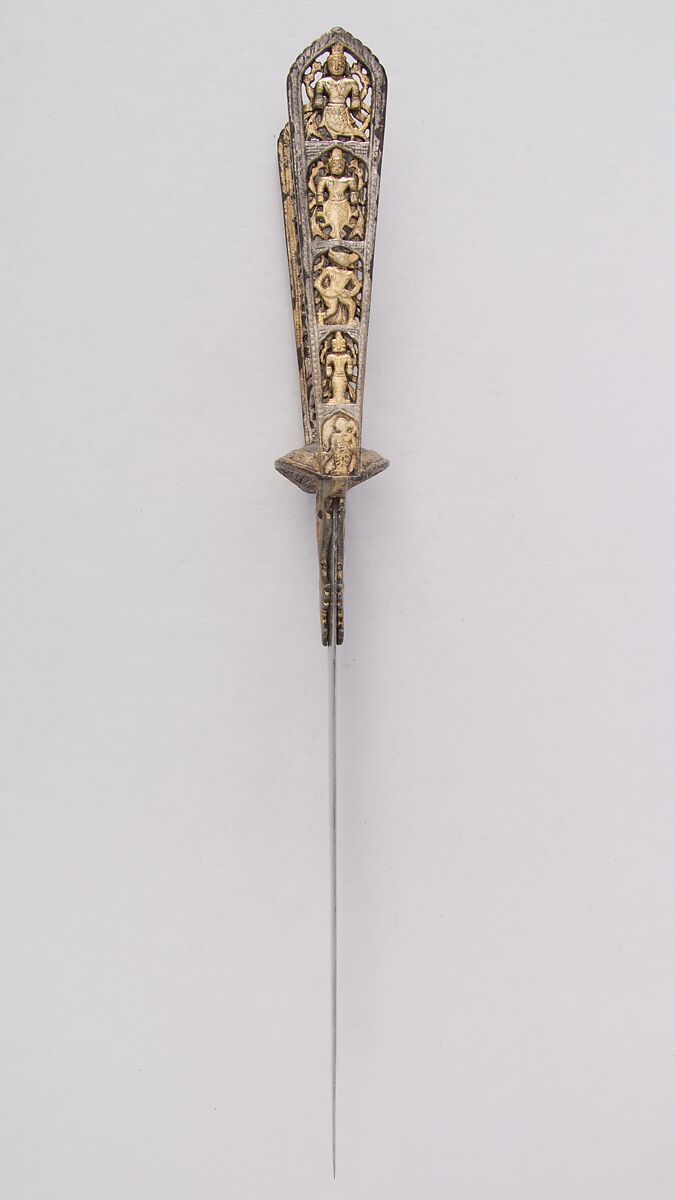 Dagger (Katar), Steel, silver, South Indian; blade, European