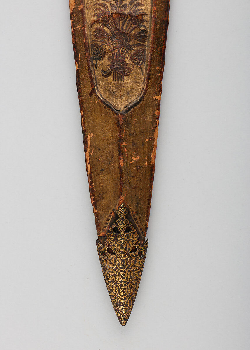 Dagger (Katar) and Sheath, Steel, leather, gold, Indian, Mughal