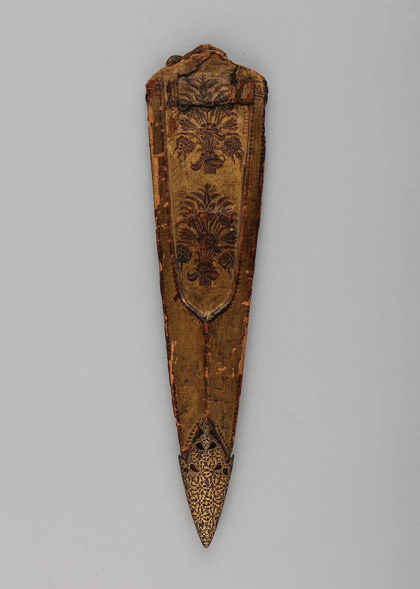 Dagger (Katar) and Sheath, Steel, leather, gold, Indian, Mughal
