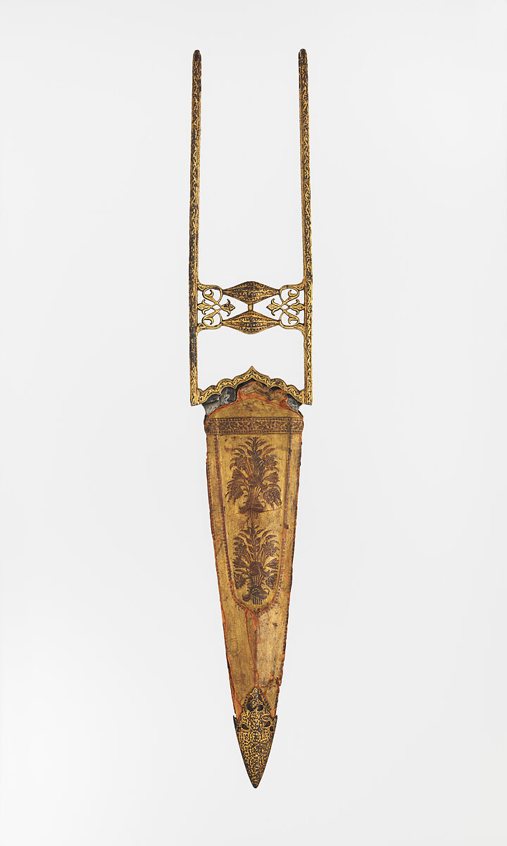 Dagger (Katar) and Sheath, Steel, leather, gold, Indian, Mughal