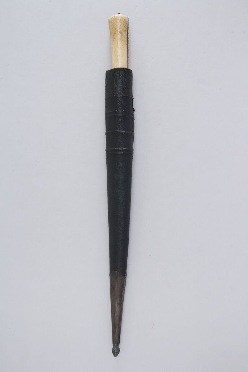 Dagger (Kard) with Sheath, Steel, ivory, gold, wood, leather, iron, Persian, Qajar