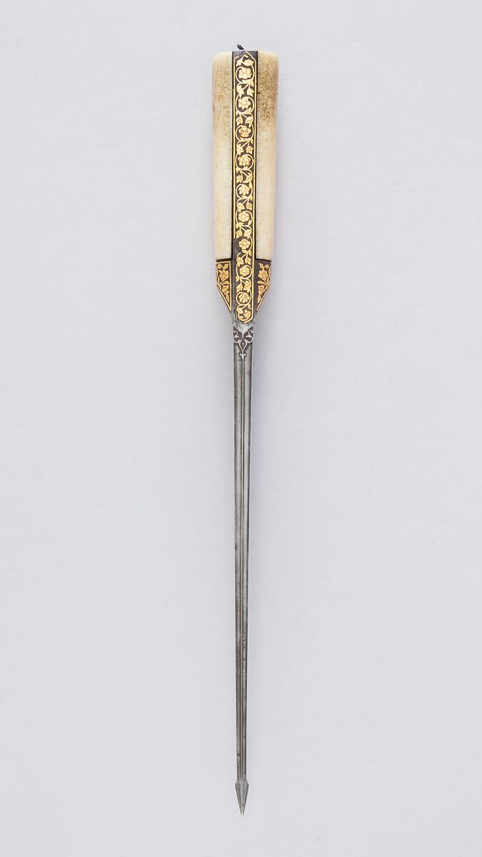 Dagger (Kard) with Sheath, Steel, ivory, gold, wood, leather, iron, Persian, Qajar