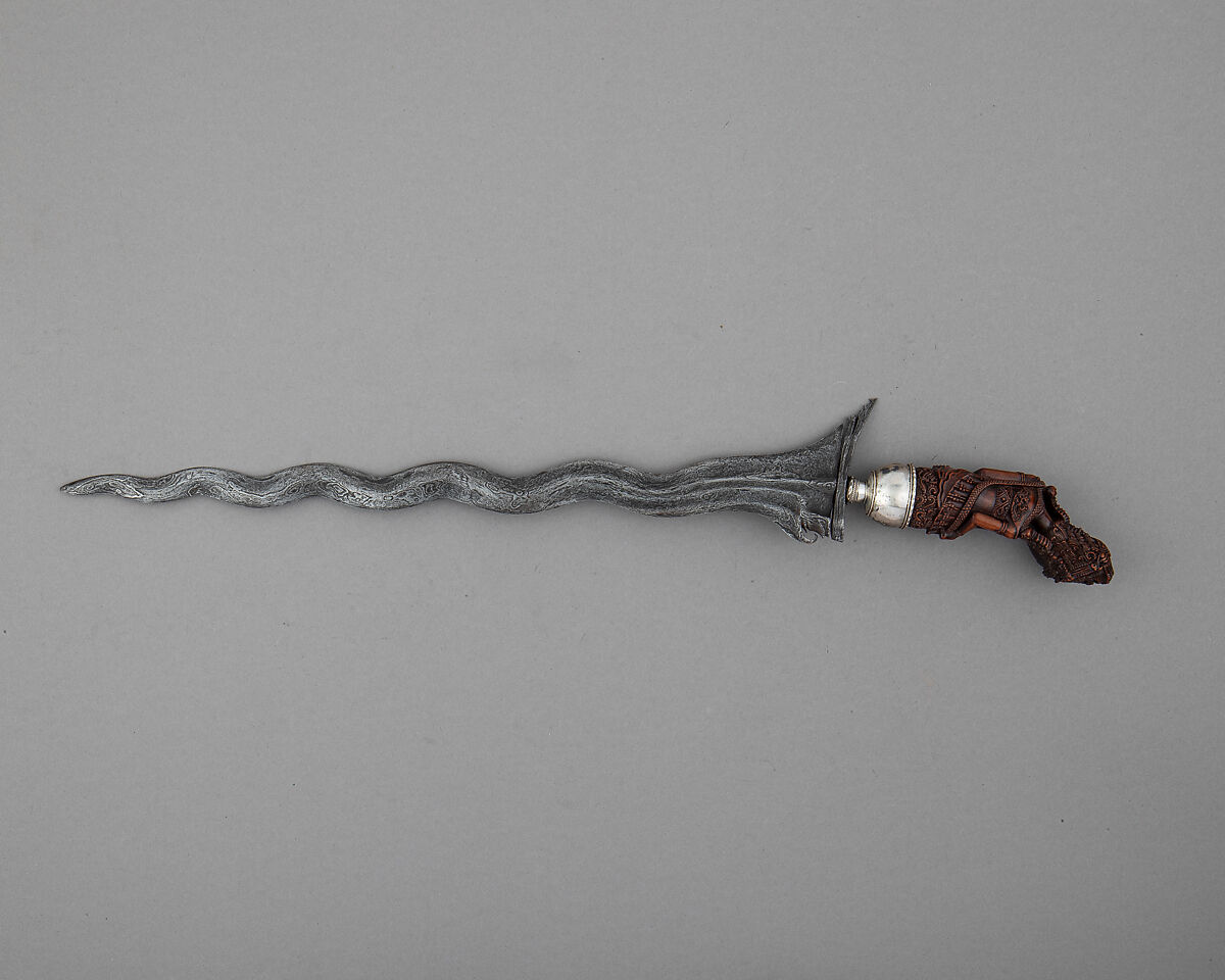 Kris, Steel, silver, wood, Balinese