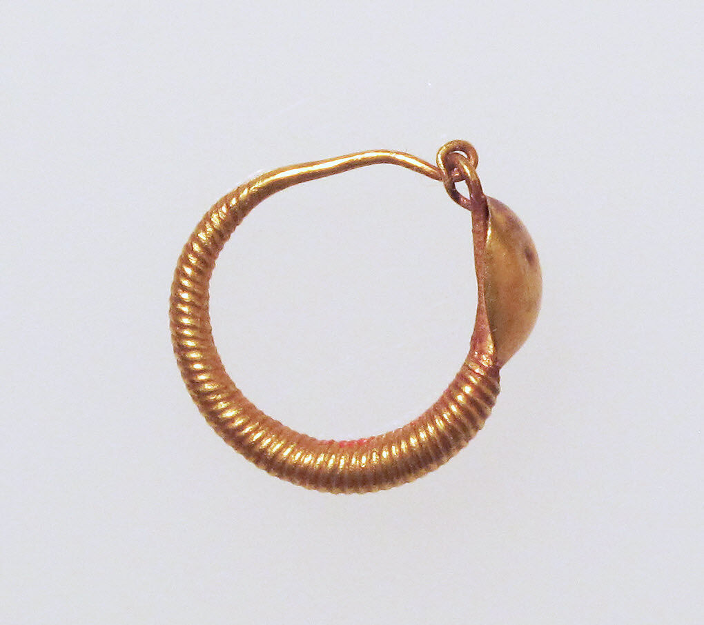 Earring with plain loop and disc, Gold 