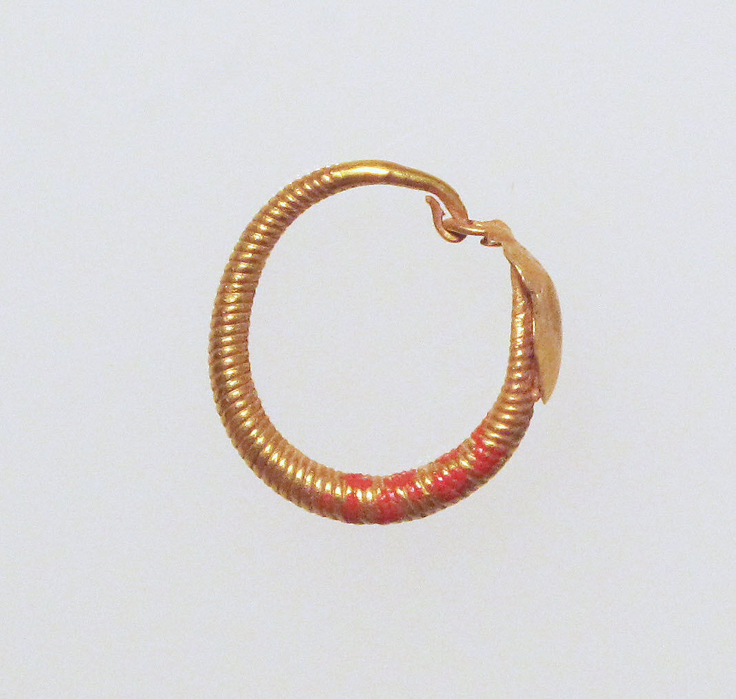 Earring with plain loop and disc, Gold 