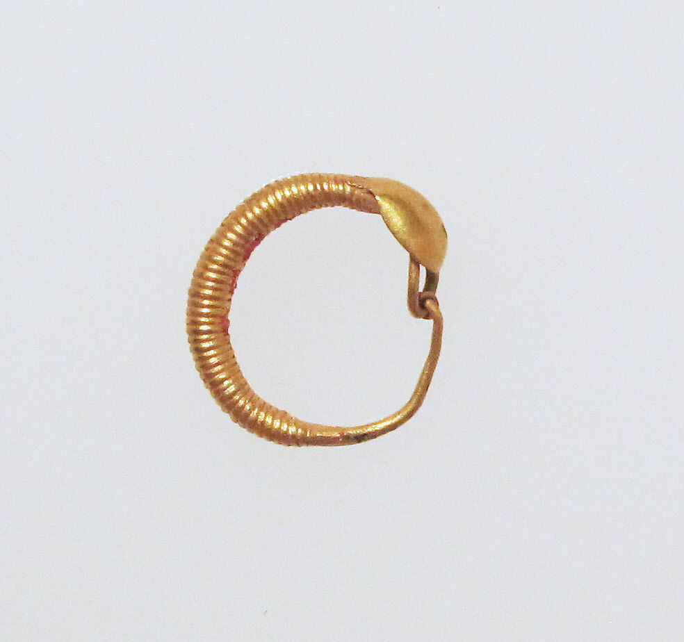 Earring with plain loop and disc, Gold 