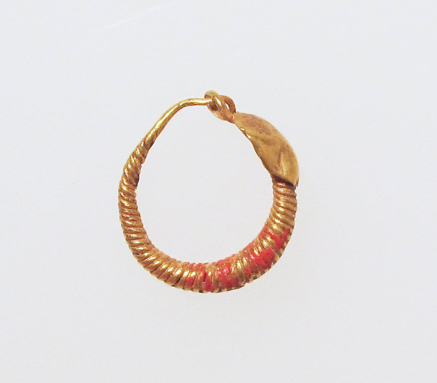 Earring with plain loop and disc, Gold 