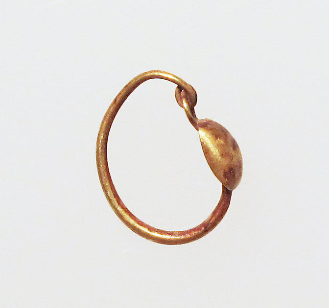 Earring with plain loop and disc, Gold 