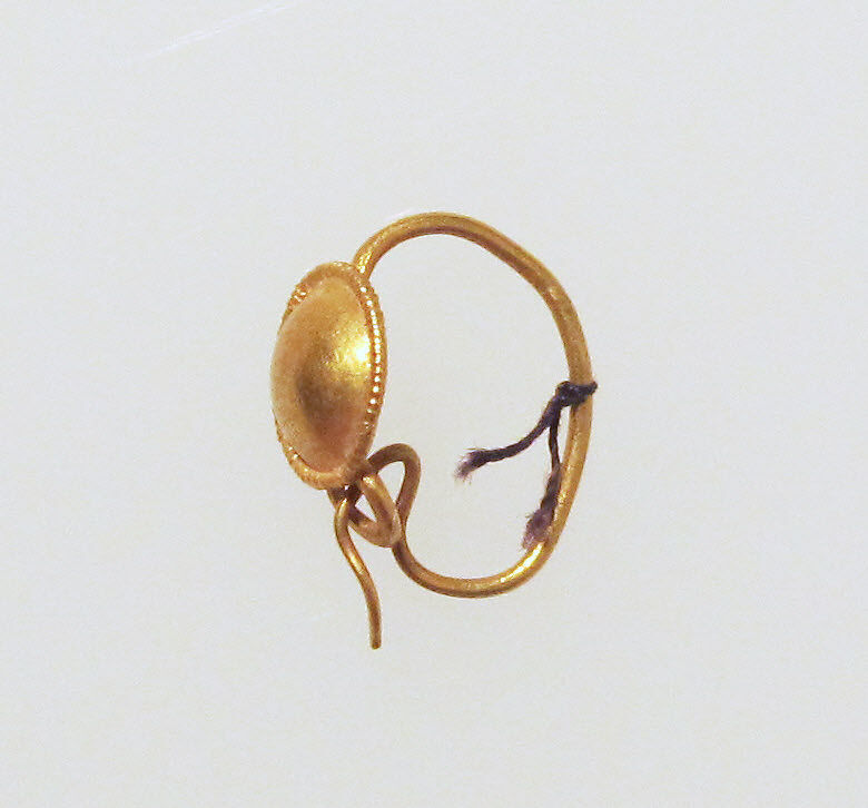 Earring with plain loop and disc, Gold 