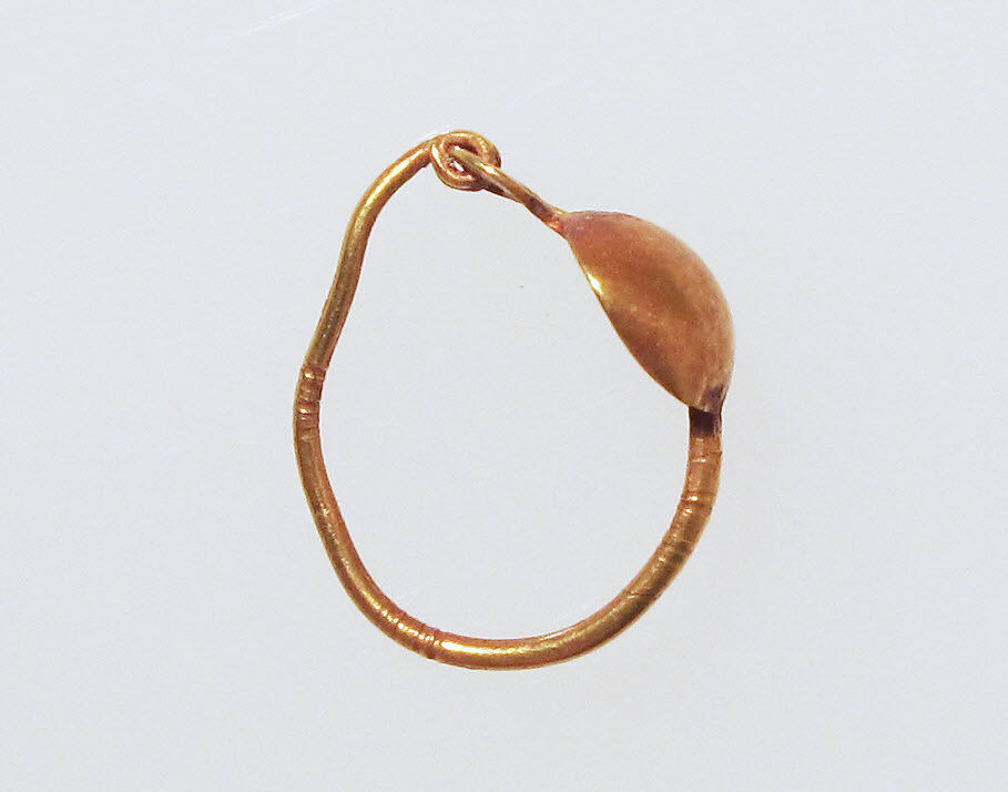 Earring with plain loop and disc, Gold 