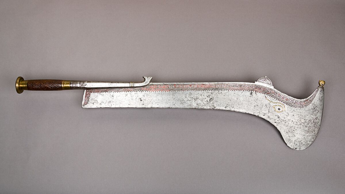 Sacrificial Sword (Rāmdāo), Steel, wood, brass, Indian, Bengal (?) or Nepalese 