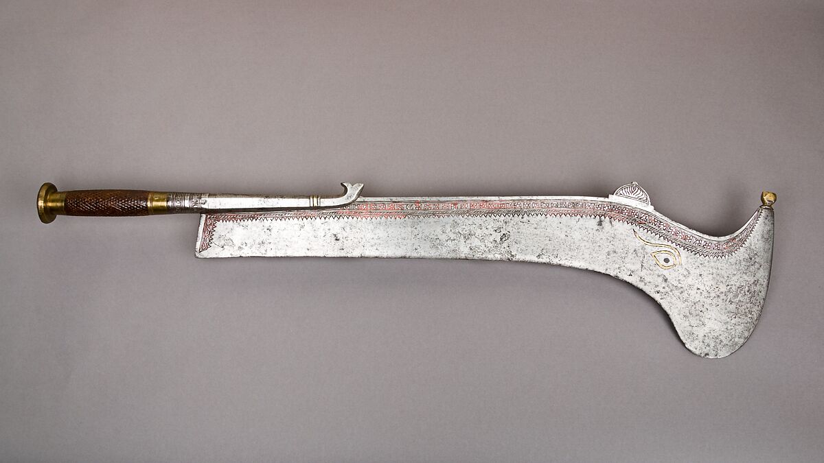 Sacrificial Sword (Rāmdāo), Steel, wood, brass, Indian, Bengal (?) or Nepalese