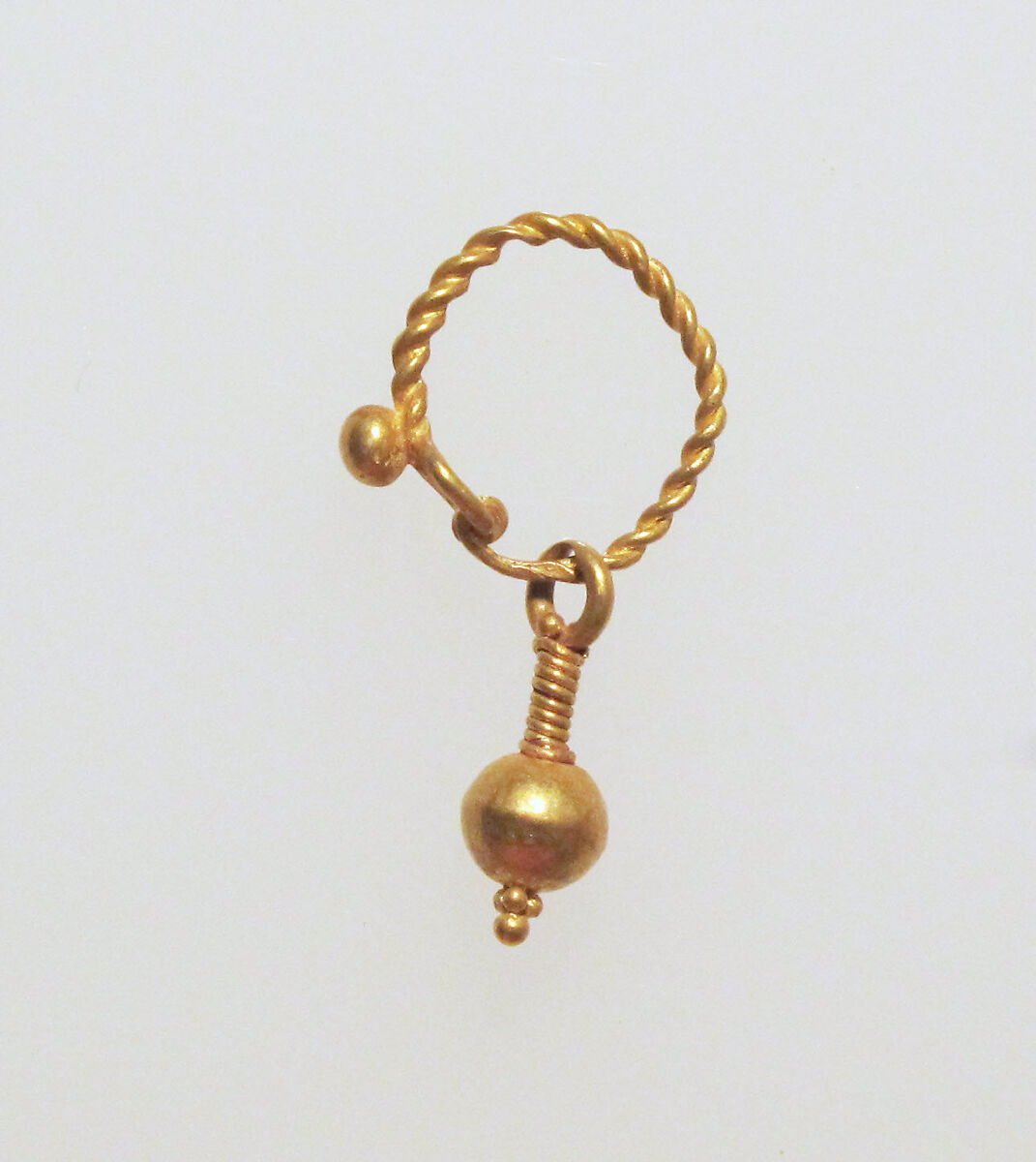 Gold earring with ball stud and pendant, Gold, Roman 