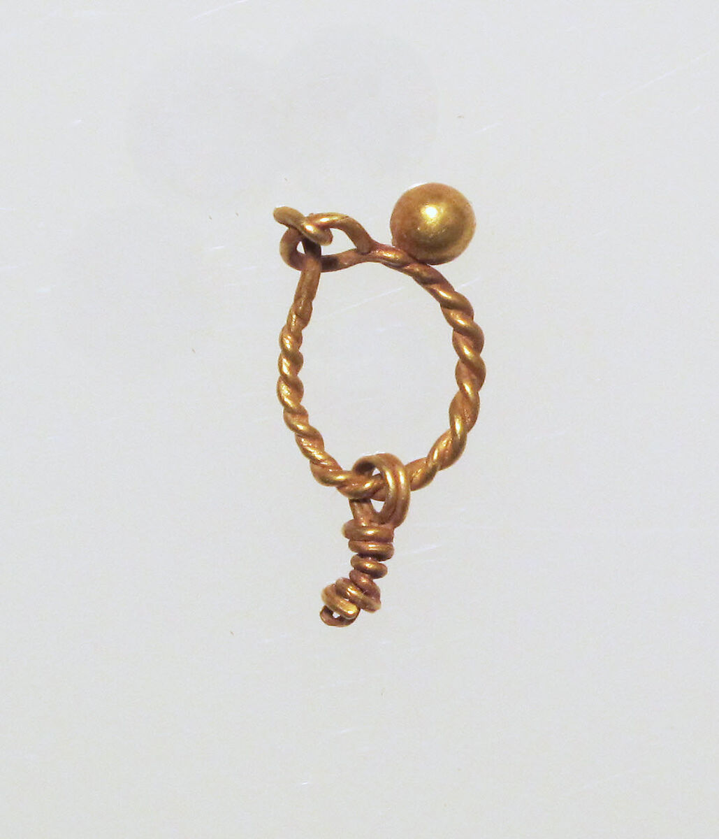 Gold earring with ball stud and pendant (missing) | Roman | Mid ...