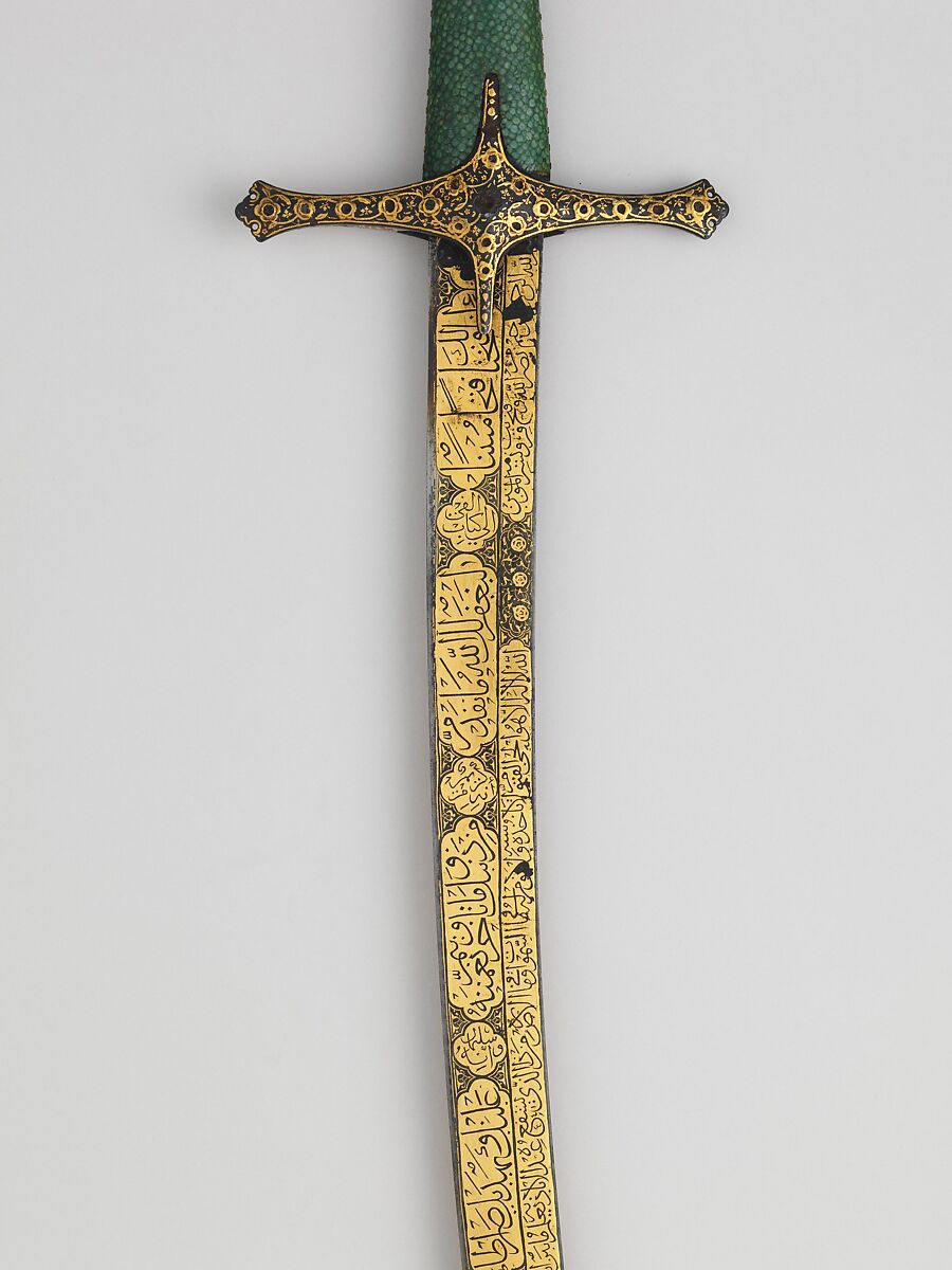 Saber, Steel, gold, fish skin, wood, Turkish, probably Istanbul