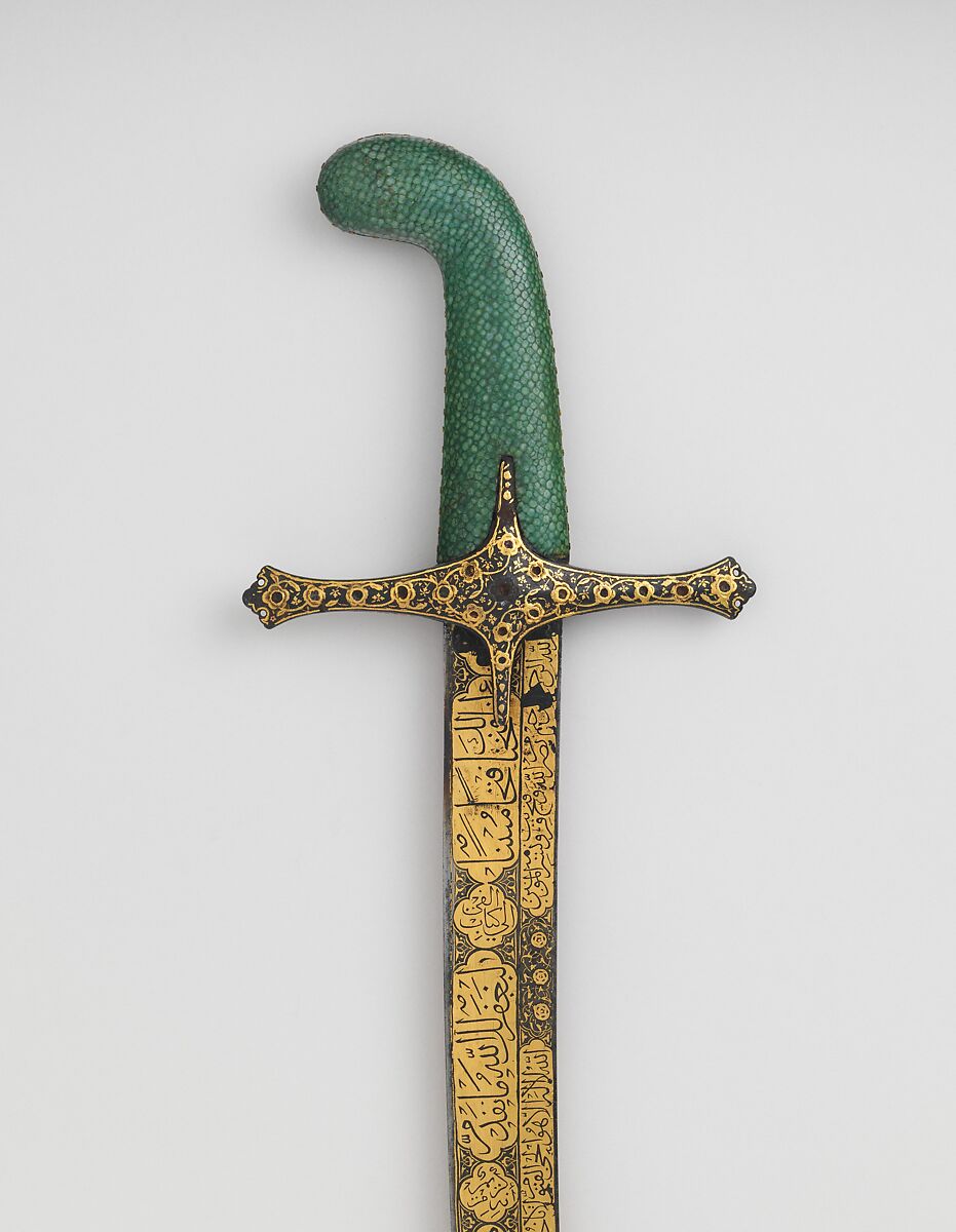 Saber, Steel, gold, fish skin, wood, Turkish, probably Istanbul