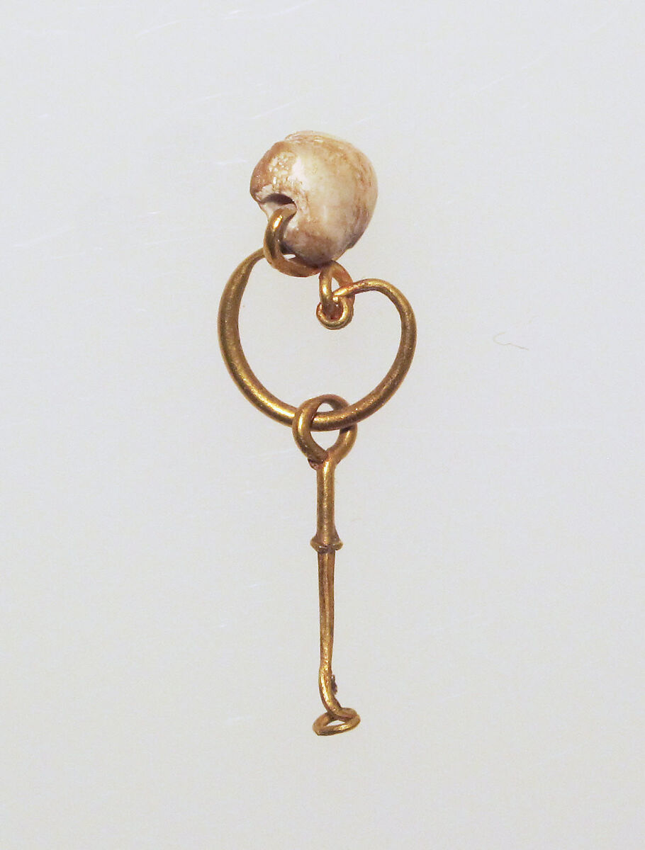 Gold earring with pearl and pendant, Gold, Roman 