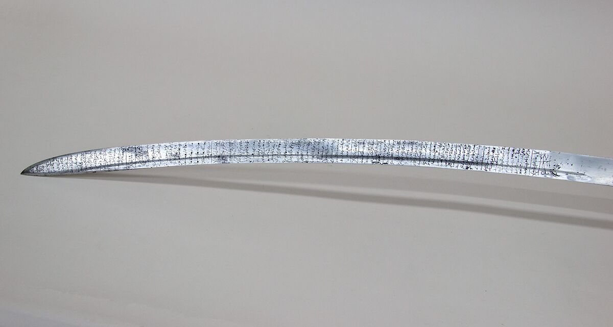 Sword (Firangi), Steel, iron, silver, gold, textile, hilt, Indian (Deccan); blade, East European