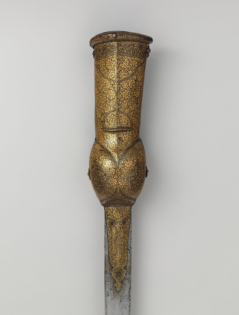 Gauntlet Sword (<i>Pata</i>), Steel, gold, textile, hilt, Indian; blade, European