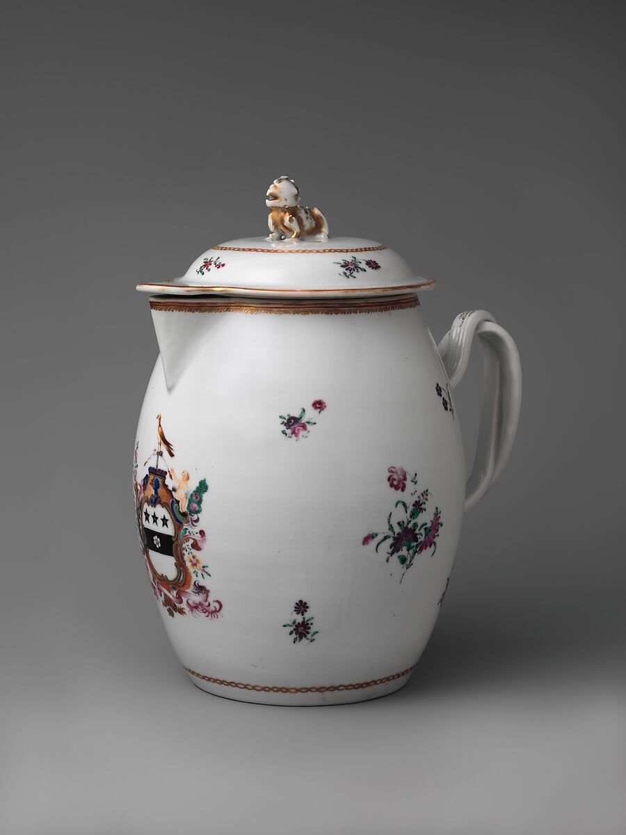 Covered Pitcher, Porcelain, Chinese, for American market 
