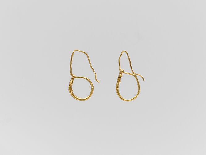 Gold earring with ring and hook